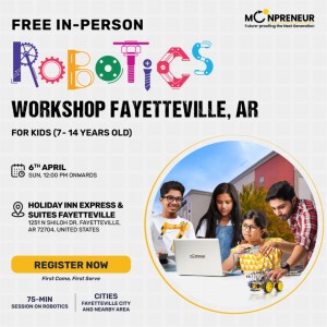 In-person Free Robotics Workshop in Fayetteville, AR by Moonpreneur