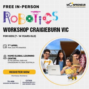  In-person Free Robotics Workshop in Craigeburn, VIC  by Moonpreneur