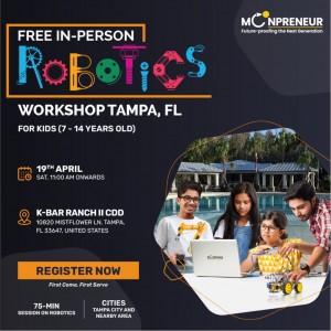  In-person Free Robotics Workshop in Tampa, FL by Moonpreneur