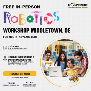 In-person Free Robotics Workshop in Middletown, DE by Moonpreneur