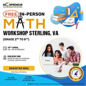 In-person Free Math Workshop For Kids at Sterling, VA (Grade 2nd-8th)