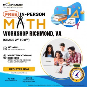 In-person Free Math Workshop For Kids at Richmond, VA (Grade 2nd-8th)