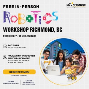  In-person Free Robotics Workshop in Richmond, BC by Moonpreneur