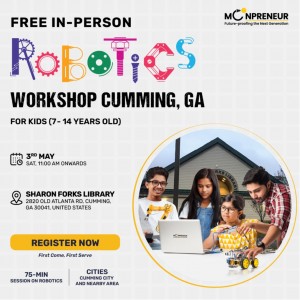 In-person Free Robotics Workshop in Cumming, GA by Moonpreneur