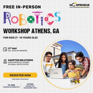 In-person Free Robotics Workshop in Athens, GA by Moonpreneur