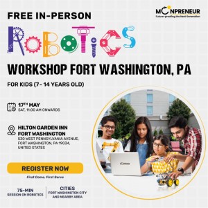  In-person Free Robotics Workshop in Fort Washington, PA by Moonpreneur
