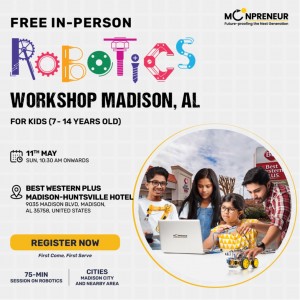  In-person Free Robotics Workshop in Madison, AL by Moonpreneur