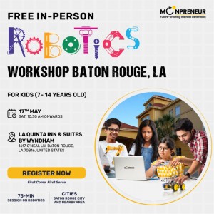  In-person Free Robotics Workshop in Baton Rouge, LA  by Moonpreneur