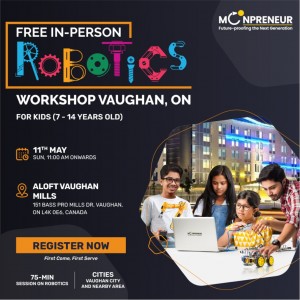  In-person Free Robotics Workshop in Vaughan, ON by Moonpreneur