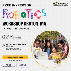 In-person Free Robotics Workshop in Groton, MA by Moonpreneur
