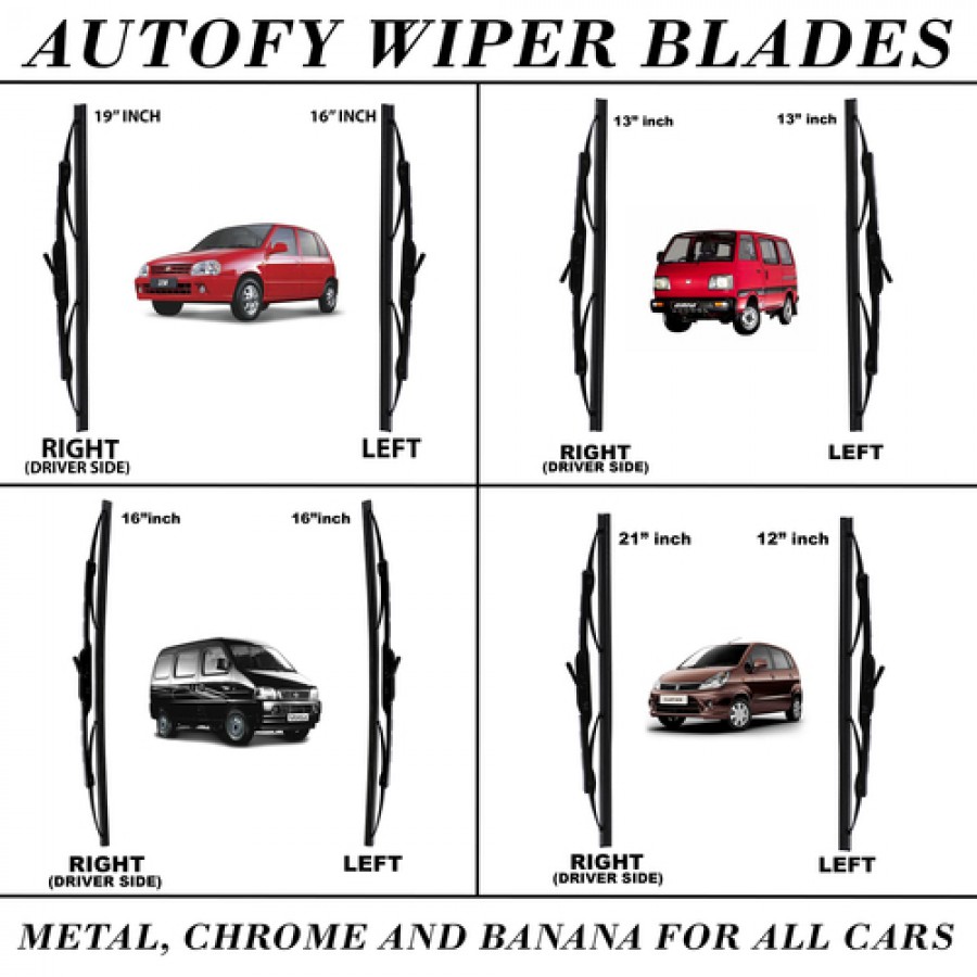 Autofy Wiper Blades Metal Chrome and Banana For All Cars
