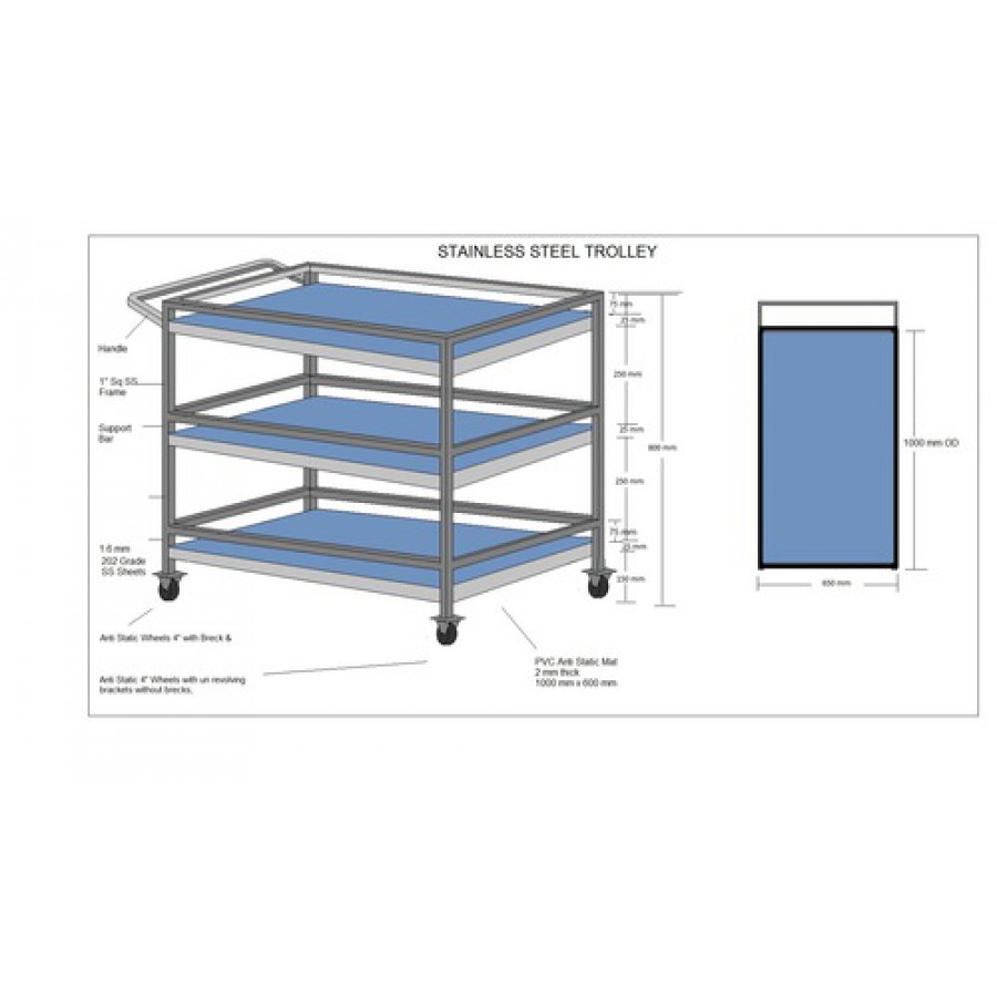 ESD Stainless Steel Trolley