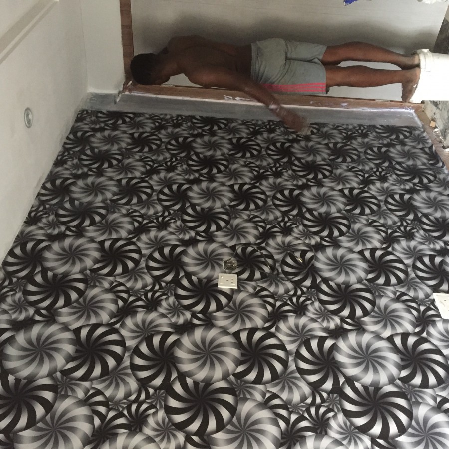 3D panel wallpaper and epoxy floor