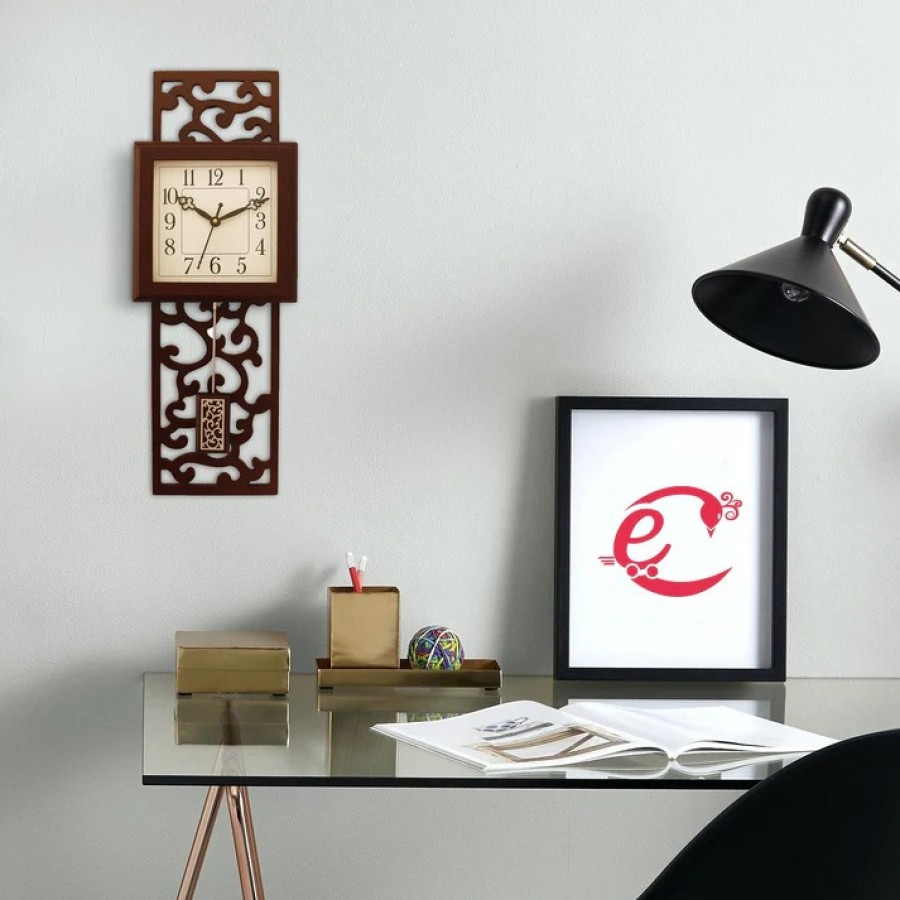 Cola Brown vertical Wooden Analog Designer Pendulum Wall Clock