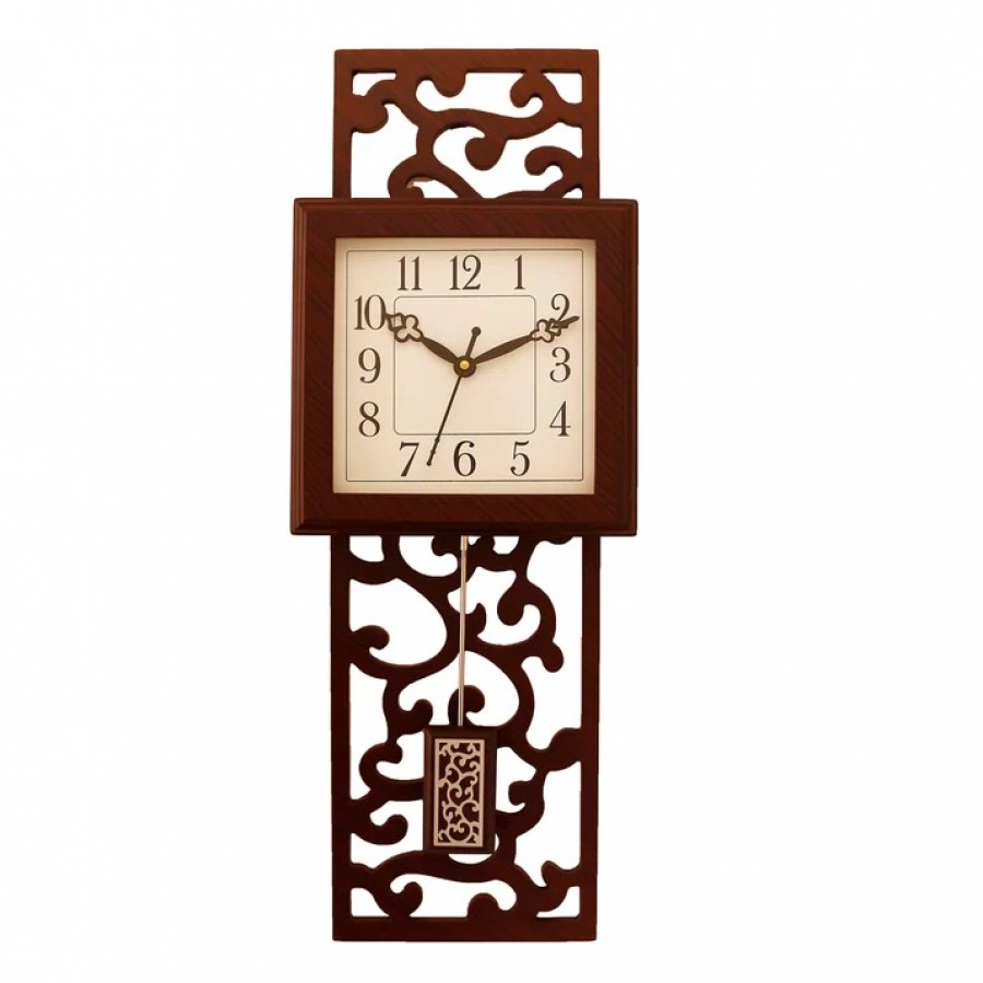 Cola Brown vertical Wooden Analog Designer Pendulum Wall Clock