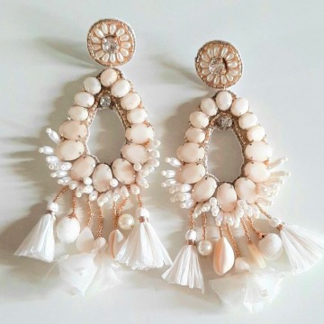 Statement ivory oversized bridal earrings